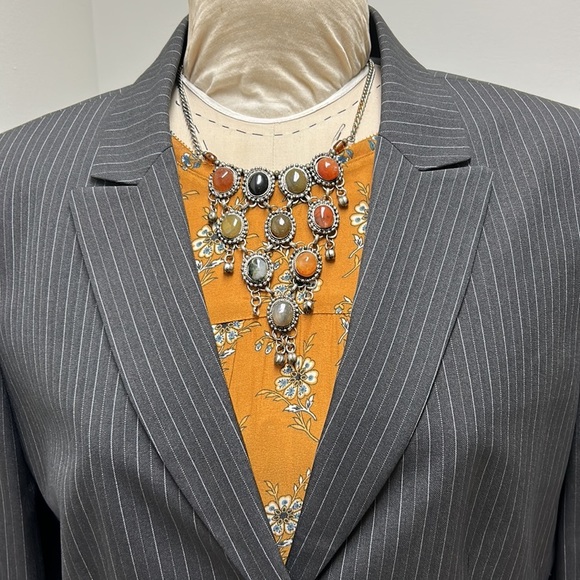 Tahari Arthur S. Levine | Striped Suit Jacket Grey “Howard” Size 18 - Picture 3 of 10